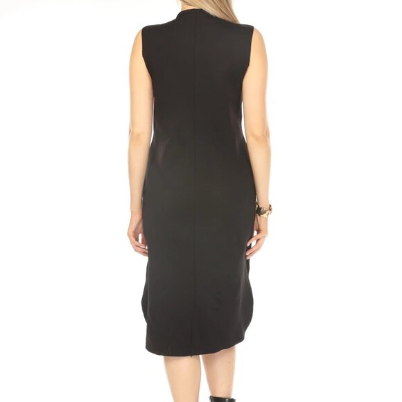 Black Button Detailed Dress With Zipper - Picture 5 of 5